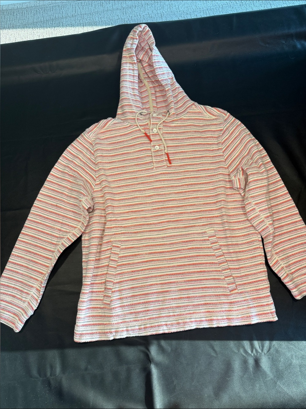 Tommy Bahama Red and White Striped Hooded Pullover